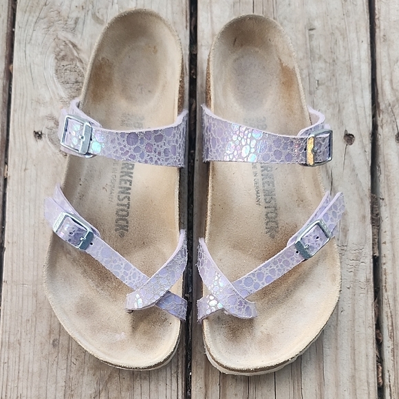 Birkenstock Mayari Lilac Snake Embossed Sandals 7.5 or 38 - Picture 2 of 10